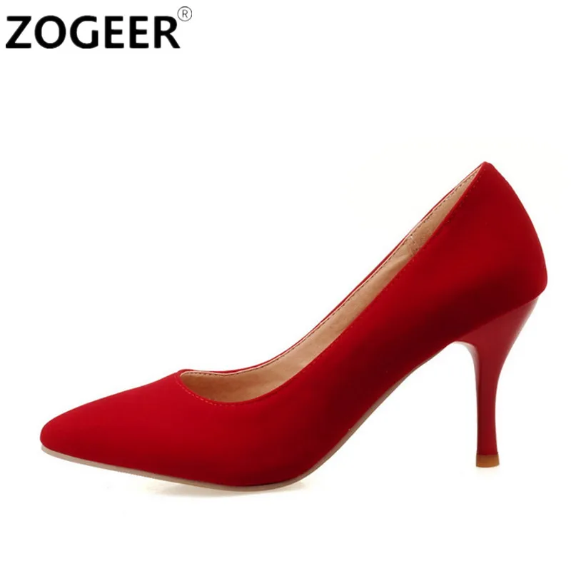 Женские классические туфли-лодочки на высоком каблуке элегантные черные красные