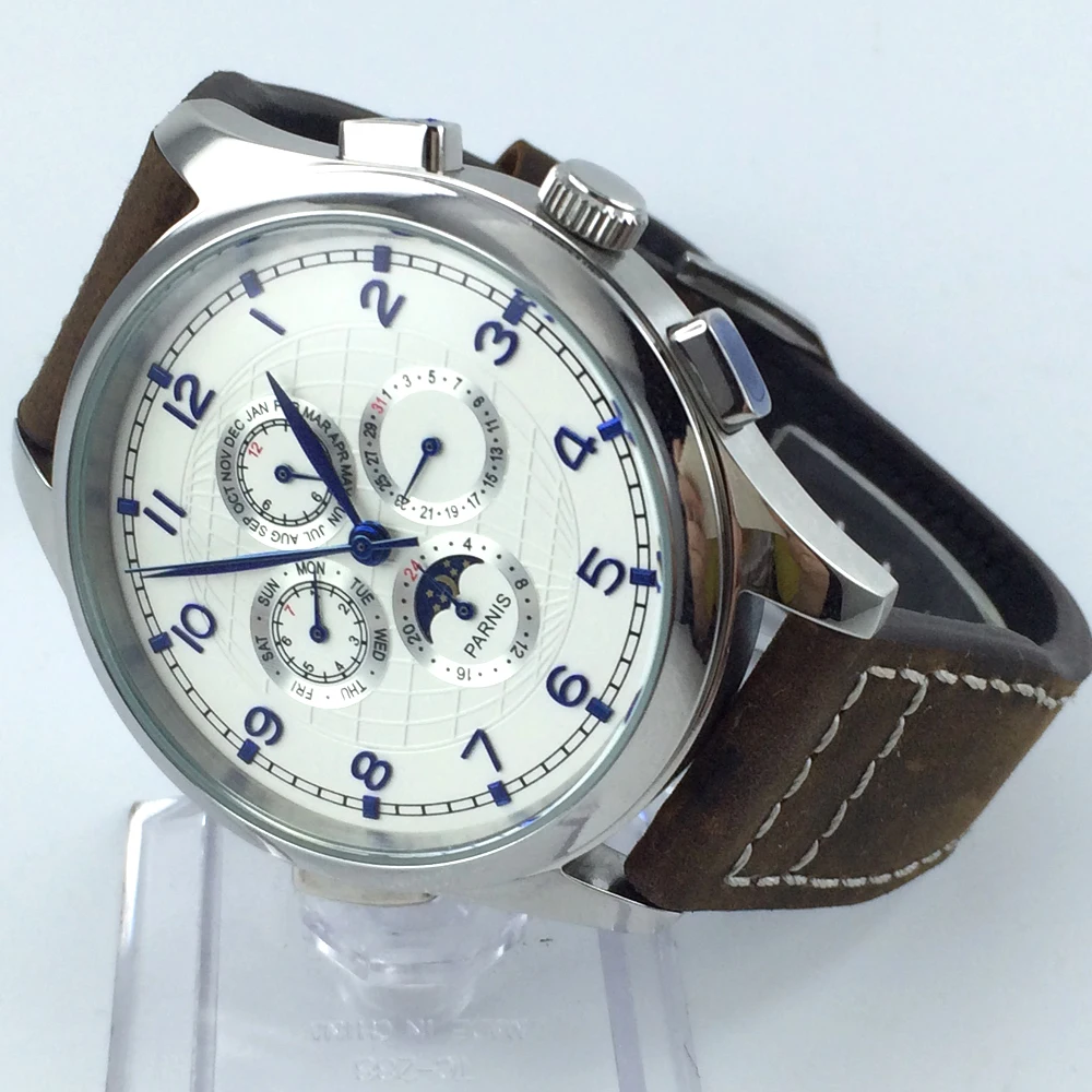 Многофункциональные автоматические мужские часы с белым циферблатом 44 мм |