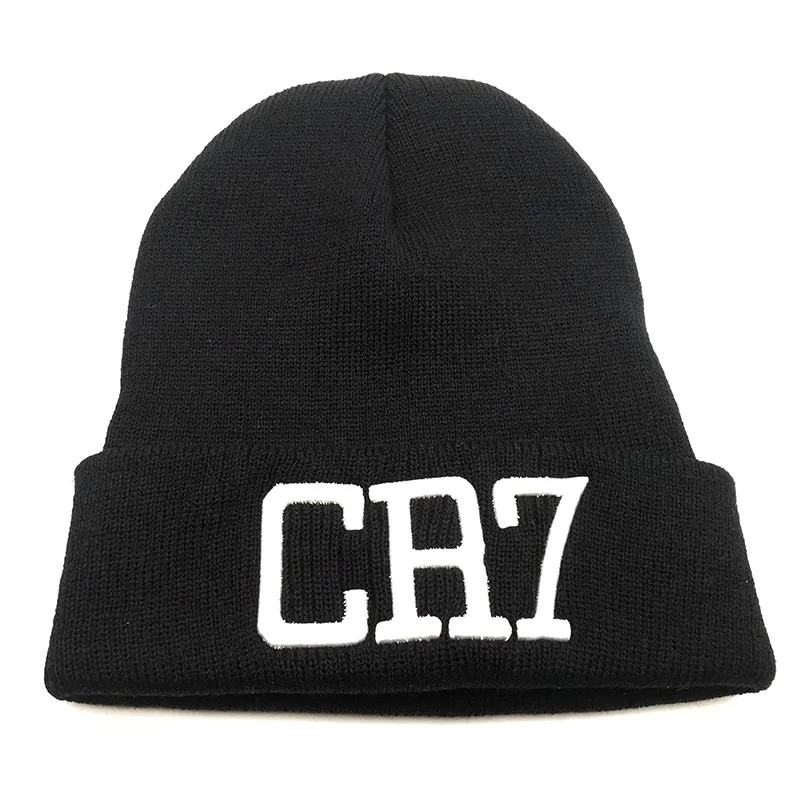 Черный CR7 вязаные шапки, зимняя шапка s Skullies Bonnet Cristiano Ronaldo, Зимние головные уборы для мужчин и женщин, шапка, зимняя Лыжная спортивная теплая шапка - Цвет: Черный