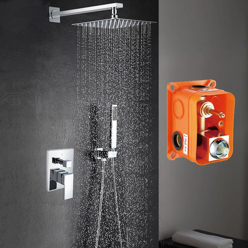 Настенный душевой набор с 8 &quotabs пластиковым дождевым душем латунный ручной душ