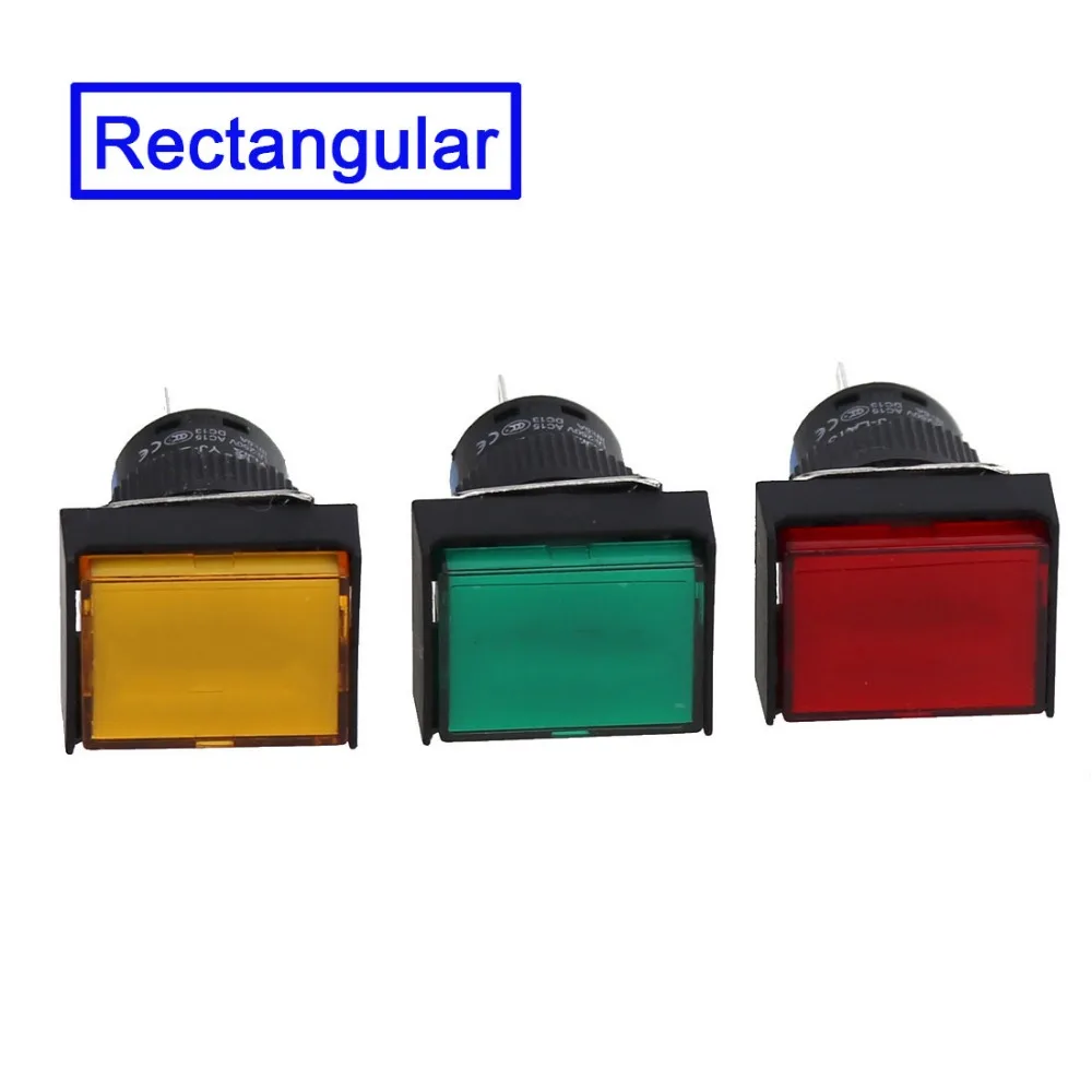 16mm LED Push Button Switch round square Rectangular shape switches momentary Self locking 12V 24V 110V 220V lamp button | Обустройство