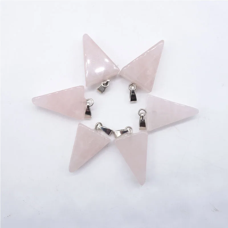 Rose Quartz Натуральный камень оникс Треугольники шармы, ожерелья, подвески ювелирные подвески маятники делая смешанных цветов 24 шт./лот - Окраска металла: Rose Quartz