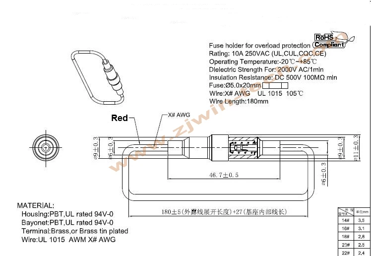 

100pcs/lot Auto fuse holder socket with wire 8"loop 10A-15A/250V used for car fit for fuse 5X20mm & 6X30mm