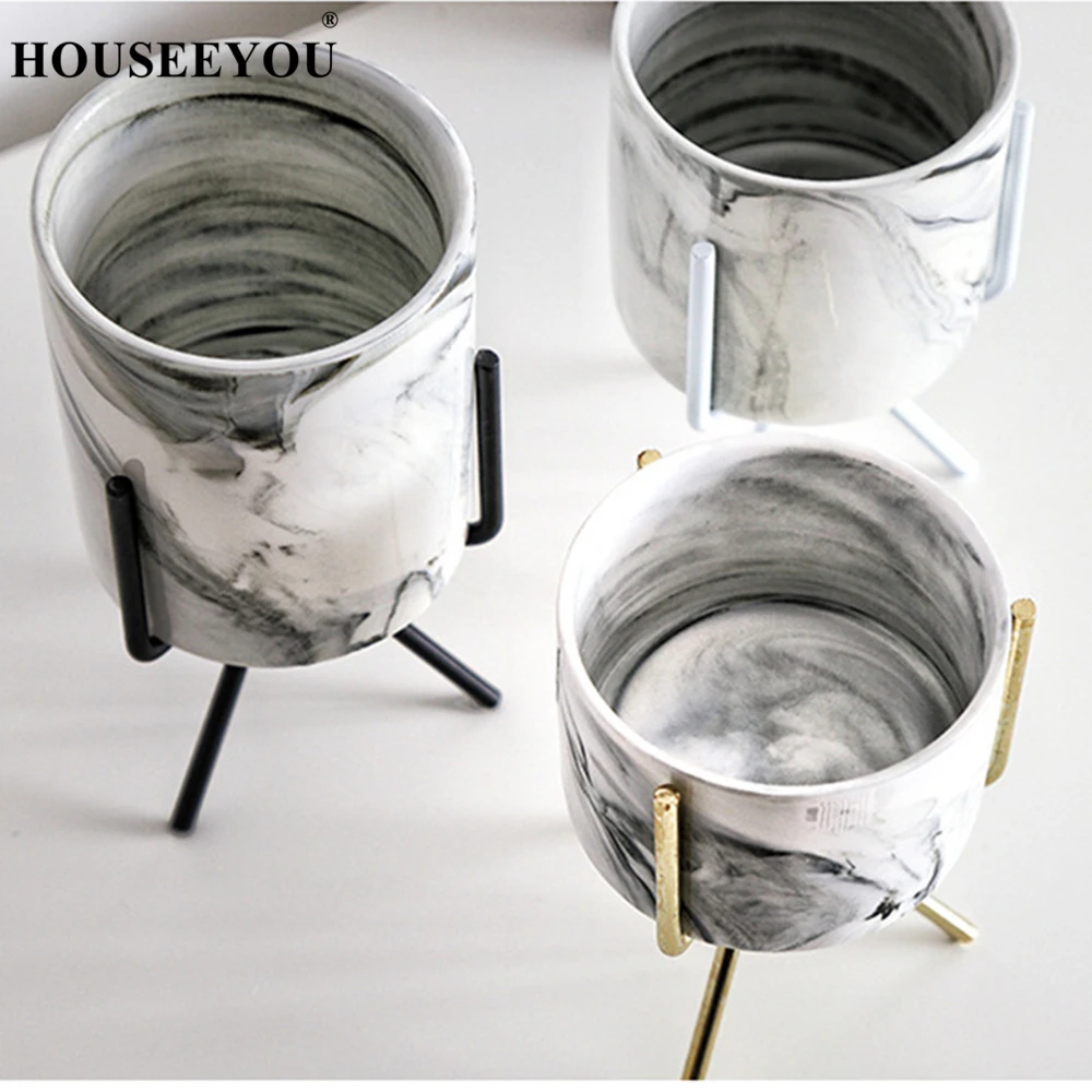 Скандинавский минимализм стильный мраморный узор Золотая керамика железная