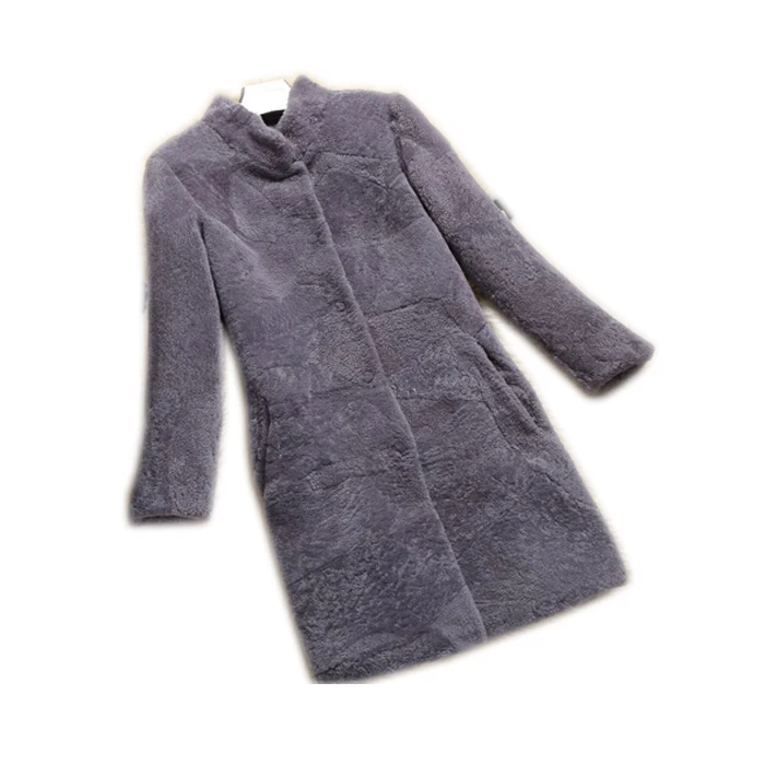 Новинка 2017 зимнее женское пальто средней длины из натурального меха ягненка