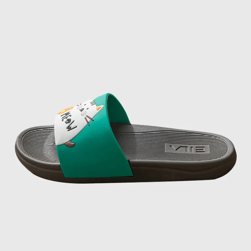 Женские летние тапочки милые с рисунком кота большие размеры уличные шлепанцы на