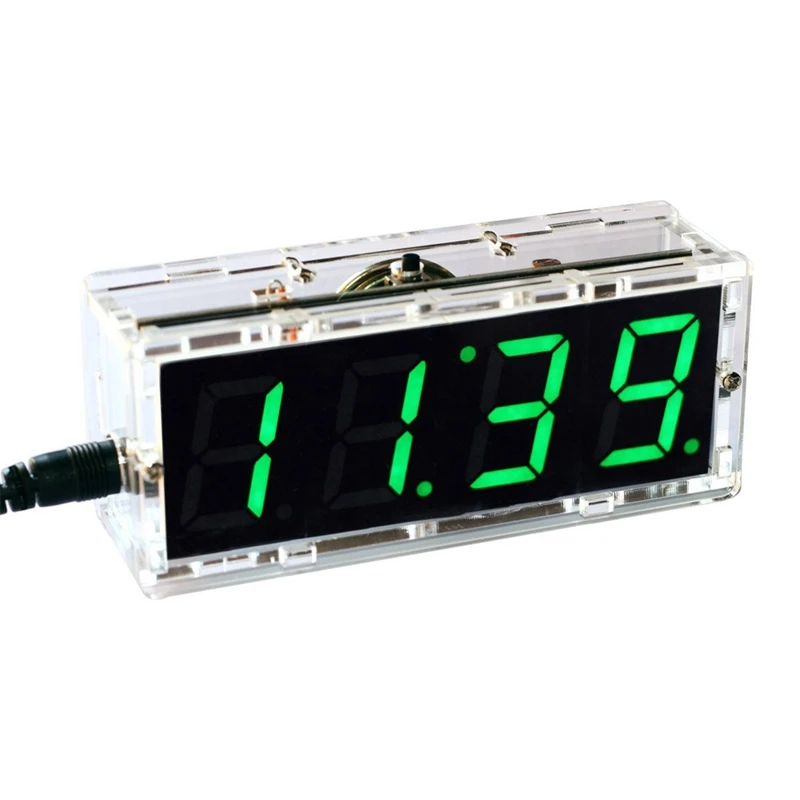Green Компактная цифровая 4-разрядный светодиодный говорящие часы Diy Kit светильник Управление Температура даты и времени прозрачная витрина(зеленый - Цвет: Green