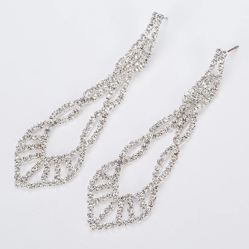 YFJEWE сверкающие хрустальные вечерние серьги для свадьбы свадебные длинные