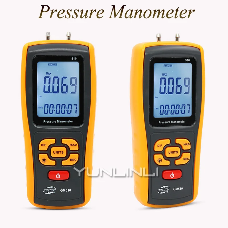 Portable Digital LCD display Pressure manometer Max 50KPa differential pressure gauge | Инструменты