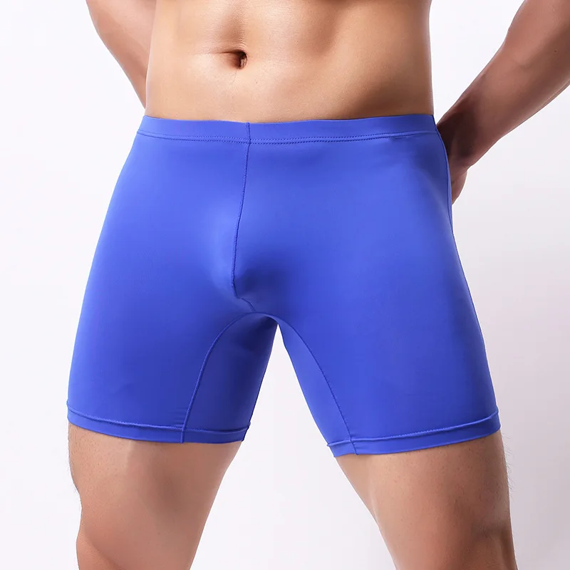 

Sexy Men Underwear Boxer Shorts Cueca Solid Ice Silk Mid-rise Panties Man U Convex Pouch Underpants calzoncillos Plus Size M-XXL