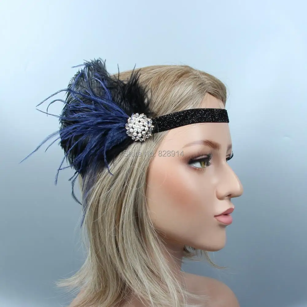 Новое поступление 1920-х Гэтсби флаппер головной убор кристалл невесты слоновая