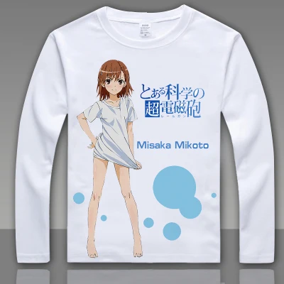 Модная футболка Toaru Kagaku no Railgun Misaka Mikoto для косплея, футболка с длинным рукавом, аниме топы футболки для мужчин и женщин, футболка L004 - Цвет: 9