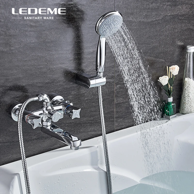 LEDEME Длинный Носик ванная комната смеситель для ванны набор душевой системы