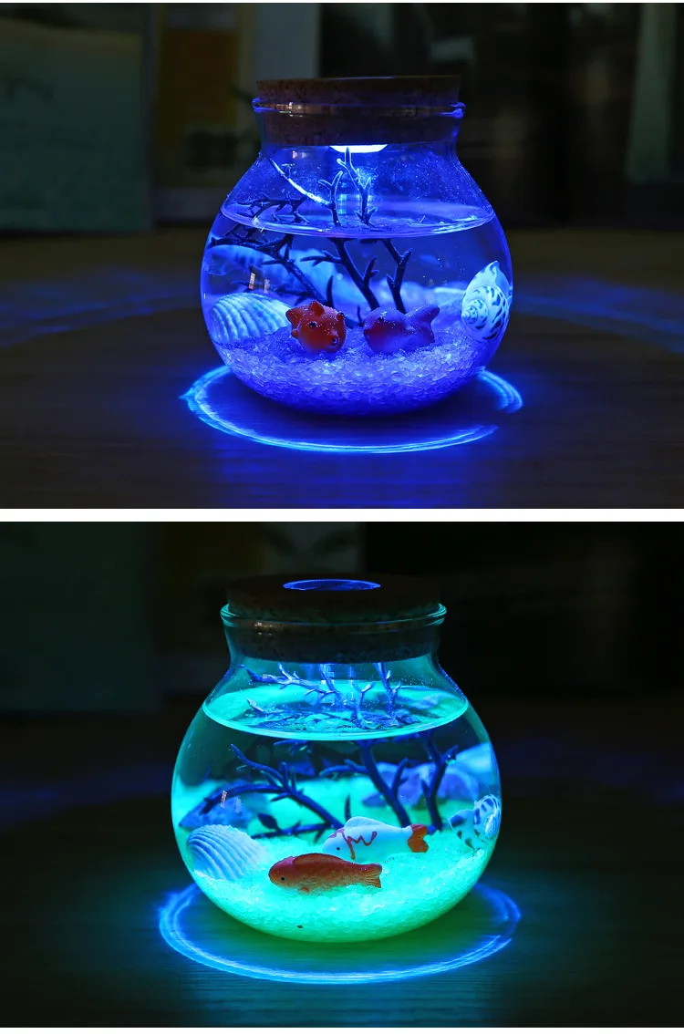 Leedome RGB светодиодный ночник романтическая морская рыба камень океан бутылка из серии «сделай сам» Подводные ночные лампы на Рождество праздник освещение