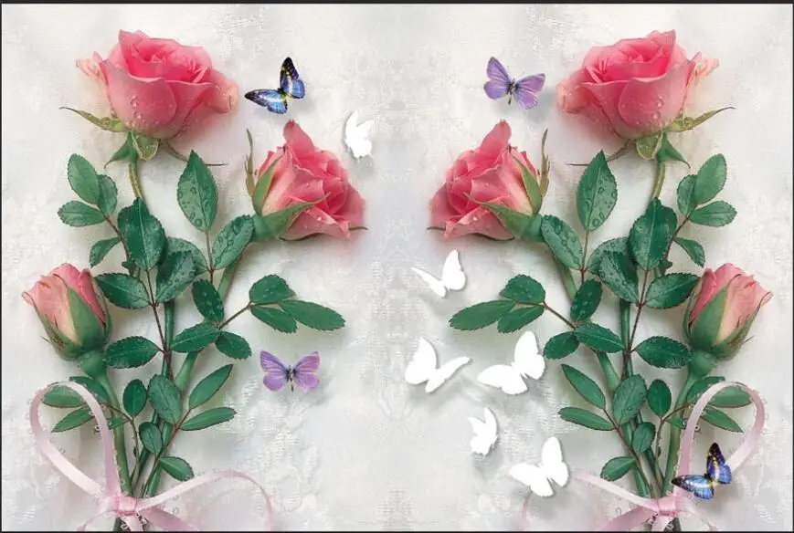 Индивидуальные крупномасштабные 3D Настенные обои ручная роспись рельефная роза