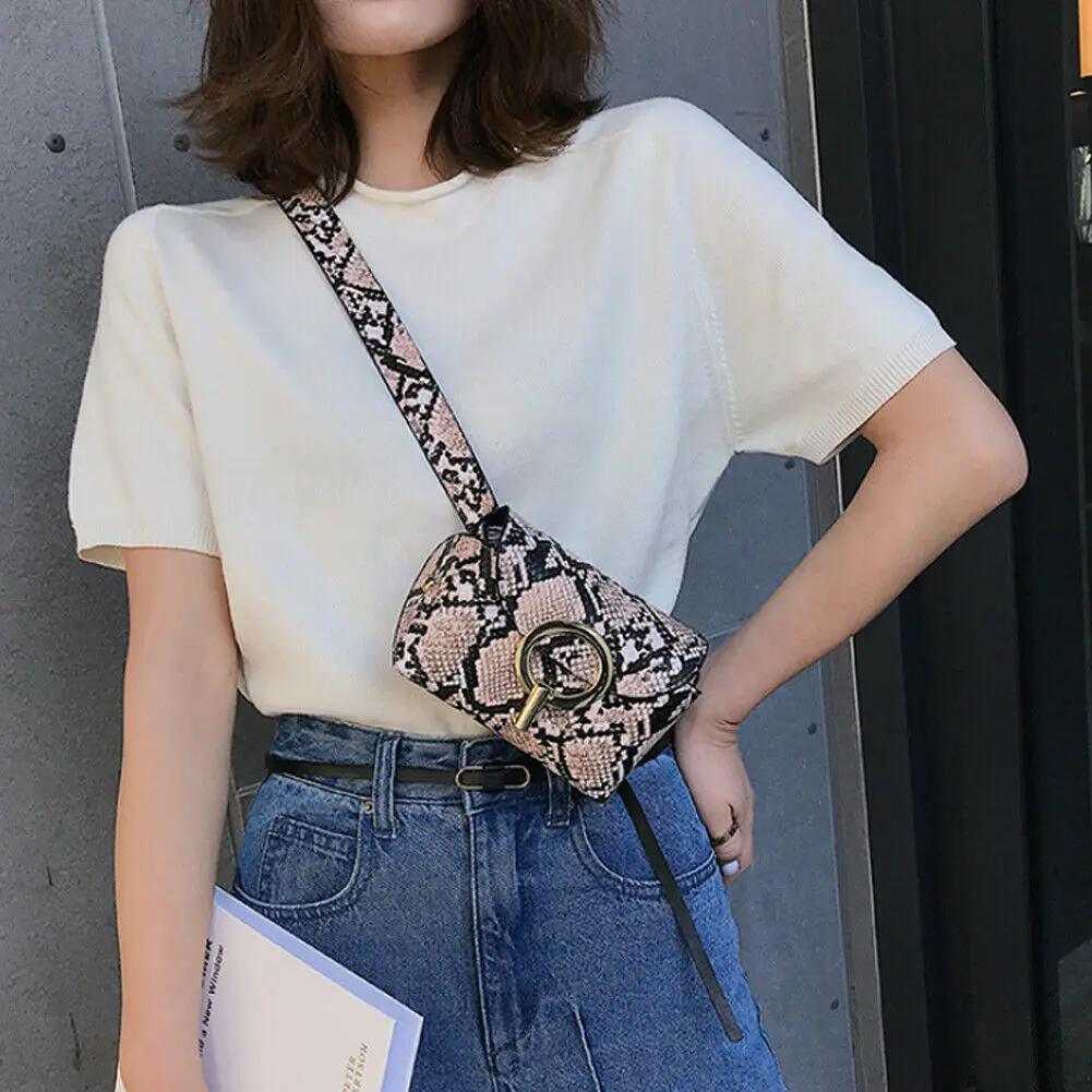 Женская сумка мессенджер через плечо из искусственной кожи со змеиным принтом