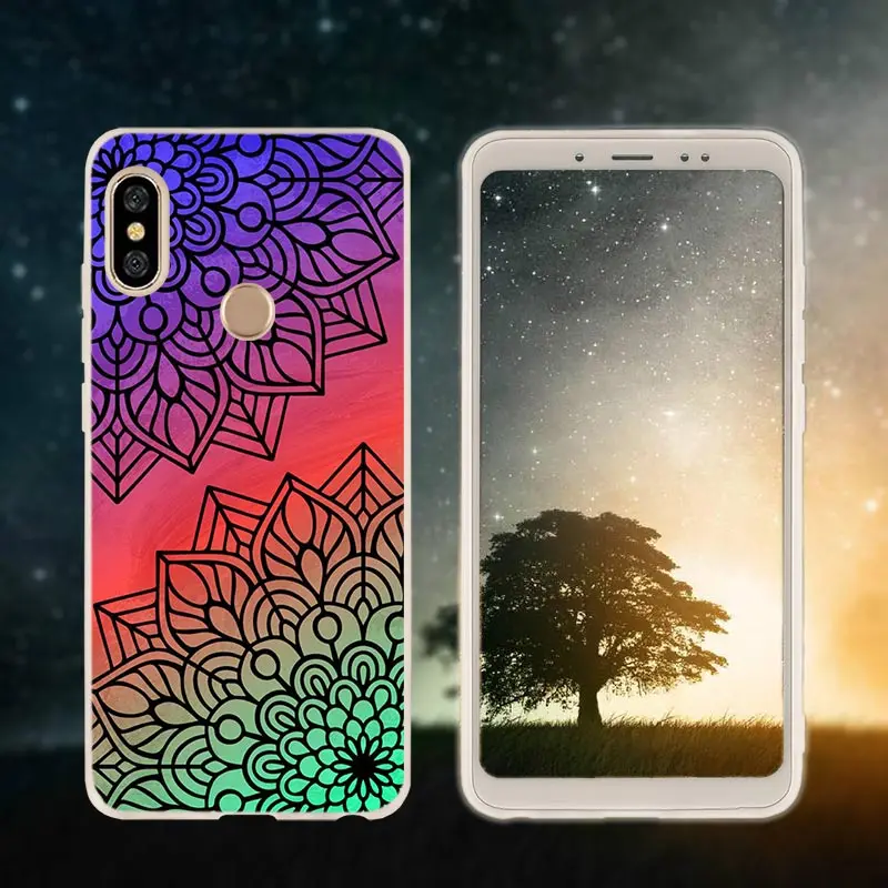Silicone 4 Чехол для телефона для Xiaomi redmi Примечание 8 iPhone 7 6 plus 5 iPad Pro Чехол redmi 7 8 6pro 6a s2 5a 4a 4x y3 5plus 7A Винтаж Мандала с цветочным узором - Цвет: Silicone 4