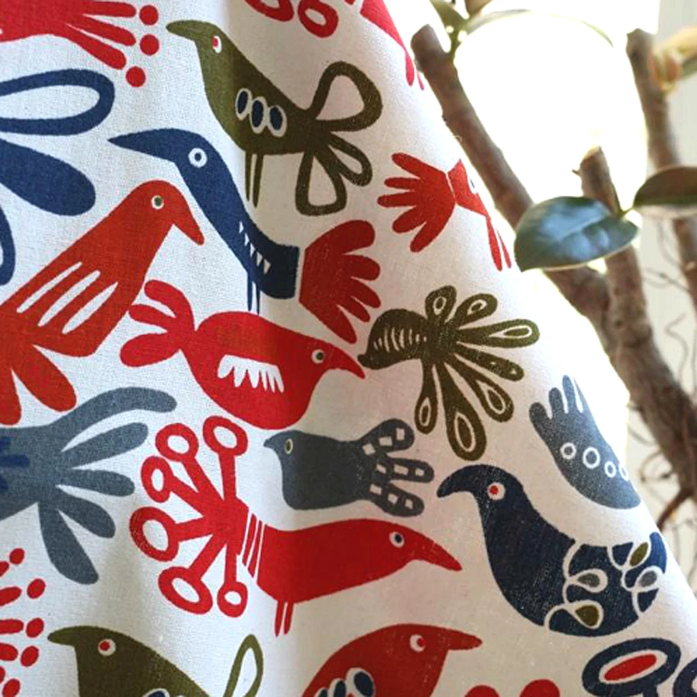 Птица печати белье хлопок Zakka Ткань Вышивание лоскутное Подушки 50 см * 150 см| |