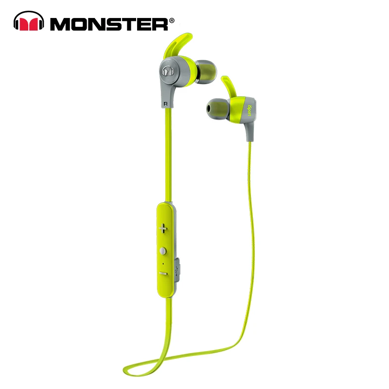 Оригинальные спортивные наушники Monster iSport беспроводные с микрофоном и защитой от