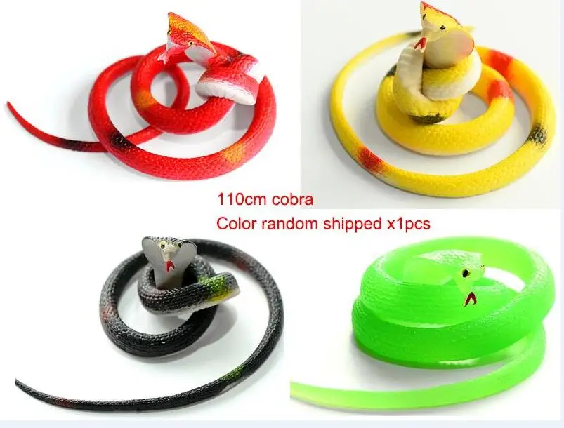 110cm cobra randomx1 Мягкие резиновые страшные кляп-игрушки поддельные реквизиты, змея трюк Реалистичные Модели животных страшные Дети Новинка розыгрыши практичные шутки - Цвет: 110cm cobra randomx1