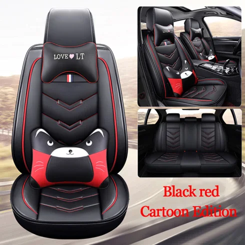 black red-C Роскошные Чехлы для автомобильных сидений из искусственной кожи для Toyota Corolla Camry Rav4 Auris Prius Yalis Avensis SUV автомобильные аксессуары для интерьера - Название цвета: black red-C
