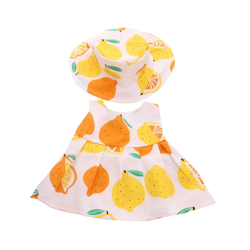 Платье LUCKDOLL с принтом лимона подходит для 18 дюймовых американских кукол 43 см