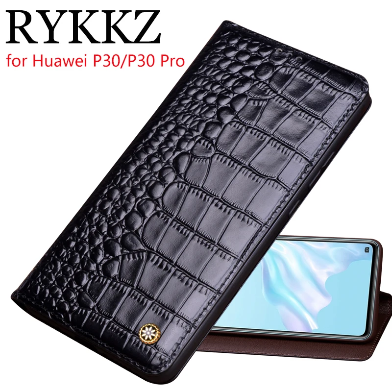 Rykz Натуральная кожа флип-кейс для Huawei P30 чехол Магнитный Pro Чехол кожаный телефона