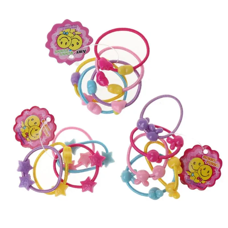 

50pcs/bag Small Cartoon Bears Flowers Rabbit Star Child Baby Kids Ponytail Holders Hair Accessories For Girl Rubber Band Hot