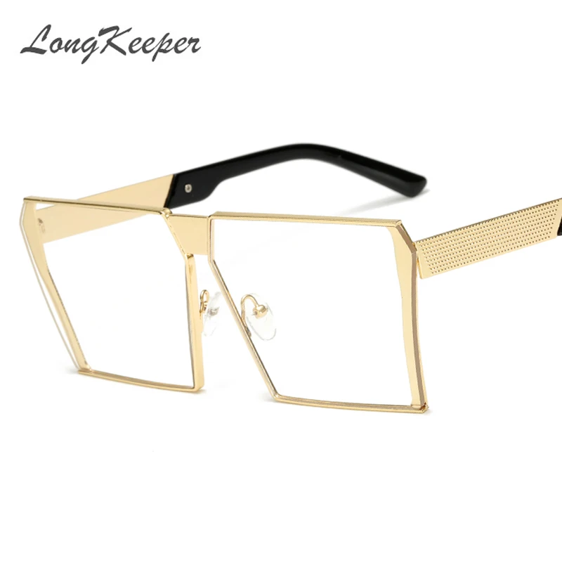 LongKeeper негабаритных квадратных без оправы Солнцезащитные очки для женщин мужчин