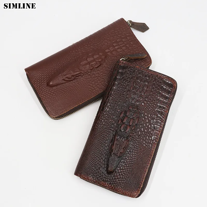 Кошелек SIMLINE из 2021 натуральной кожи для мужчин Винтажный Длинный Бумажник на