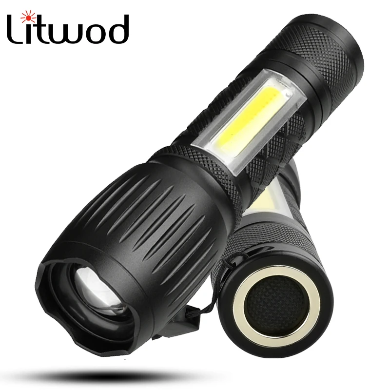 Litwod Z35 104 светодиодный фонарик T6+ COB зум Водонепроницаемый Алюминий фонарь хвост магниты будут использованы 18650 или AAA Батарея для кемпинга