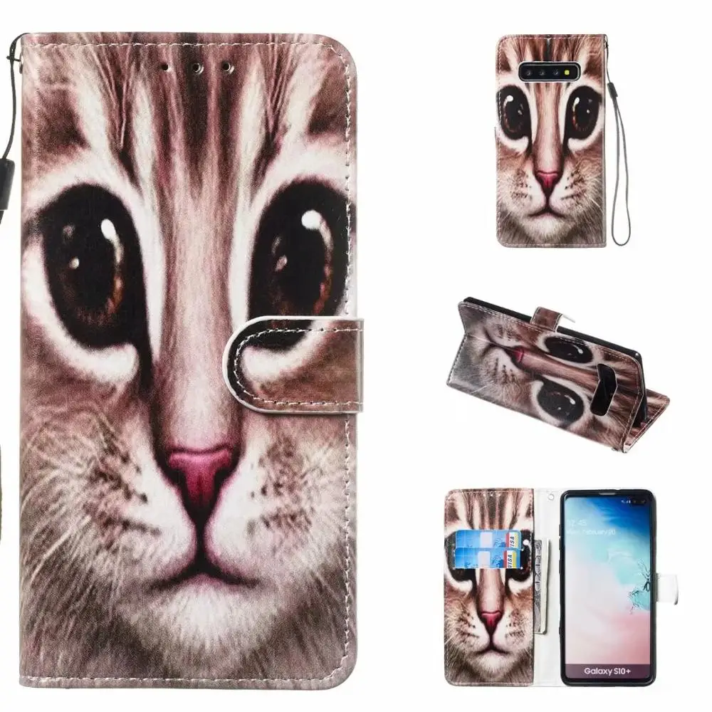 Чехол с откидной крышкой для Samsung Galaxy S10 Plus S10e S8 S9 A70 A50 A30 A20 M30 M20 животный чехол из