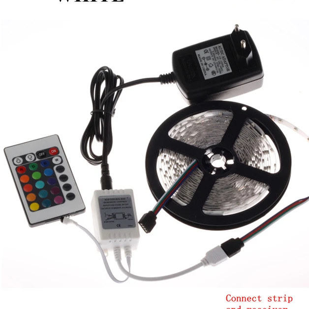 

RGB LED Strip Light 2835 3528 SMD Flexible Light LED Tape Lamp 60LED/M 5M DC 12V,LED Strip Power Supply 2A,IR Remote Controller