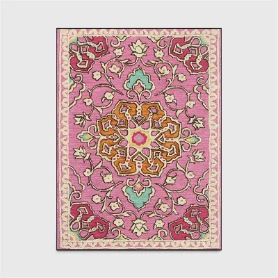 pink flower Модный ковер в скандинавском русском стиле с розовым цветком для девочки-принцессы, короткий бархатный коврик для спальни, коврик для гостиной, нескользящий коврик по индивидуальному заказу - Цвет: pink flower