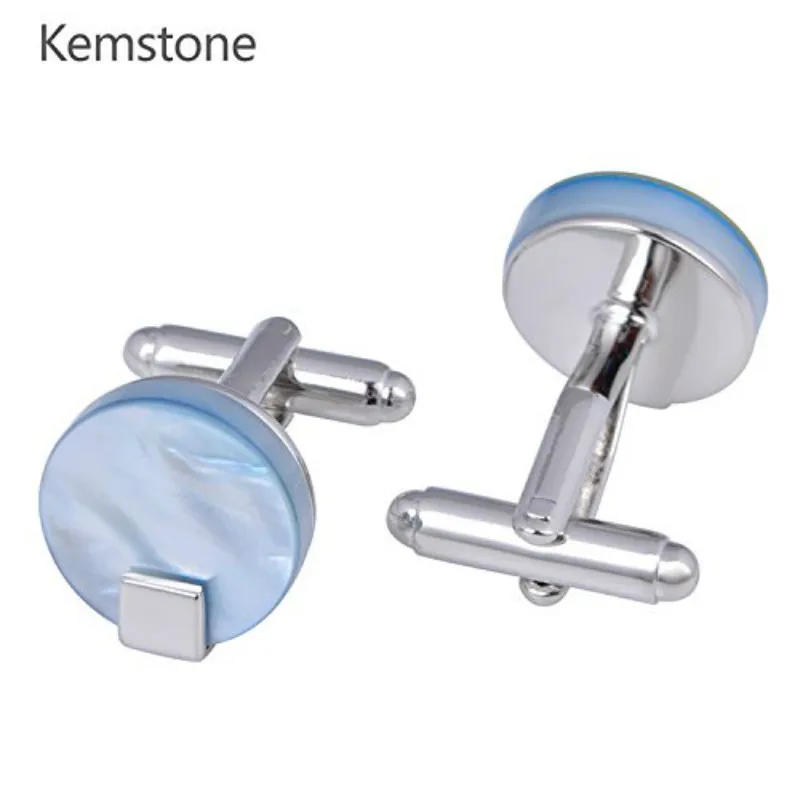 

Стильные круглые запонки Kemstone из сплава серебристого цвета с голубым корпусом, мужские ювелирные изделия в подарок