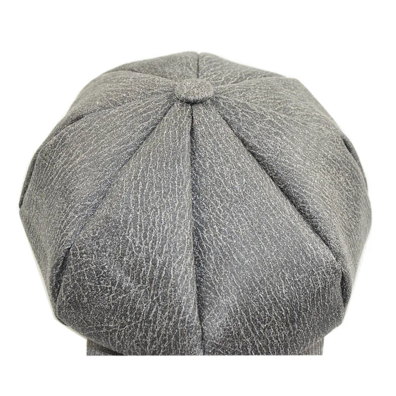 Крутой женский берет из искусственной кожи осенне-зимний Кепка с 8 вставками для