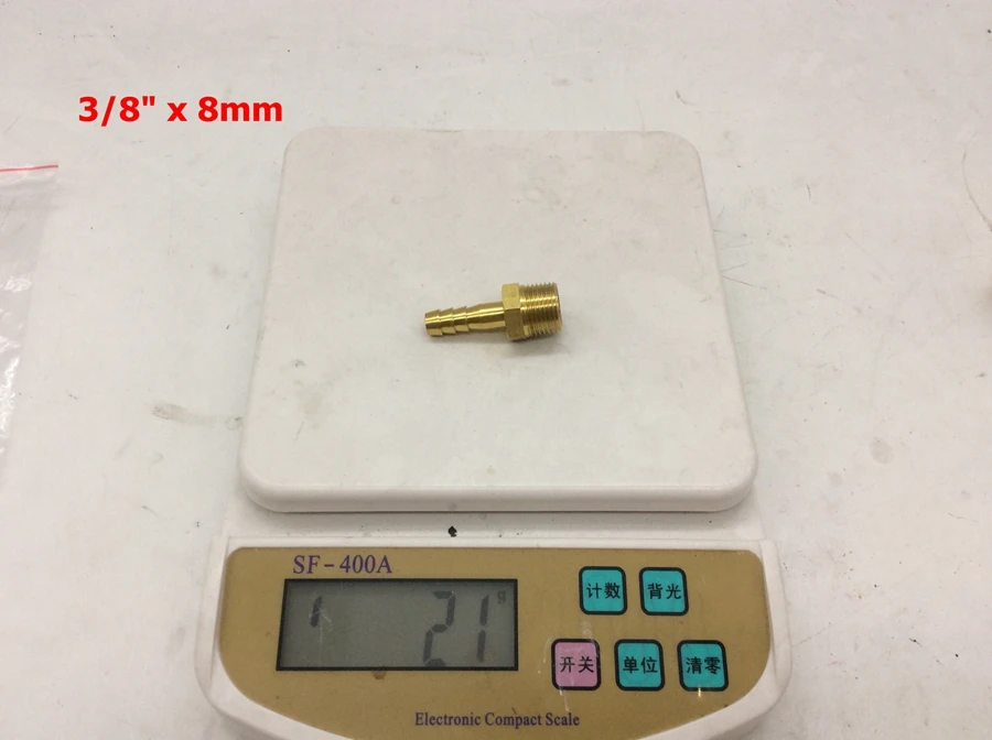 

free shipping copper fitting 8mm Hose Barb x 3/8" inch male BSP Brass Barbed Fitting Coupler Connector Adapter