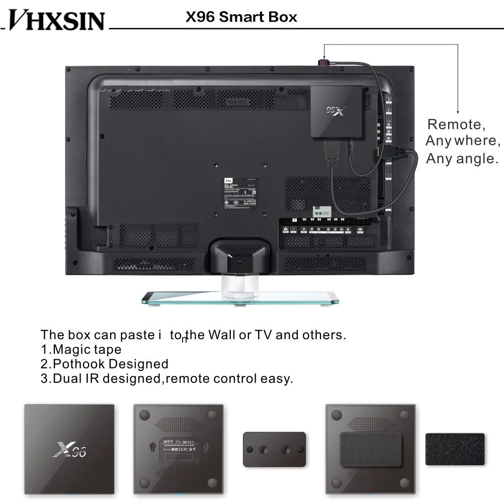 X96 Amlogic S905X Quad Core Android 6.0 TV Box 4K 2GB 16GB 2.4G Wifi, набор из 5 шт.