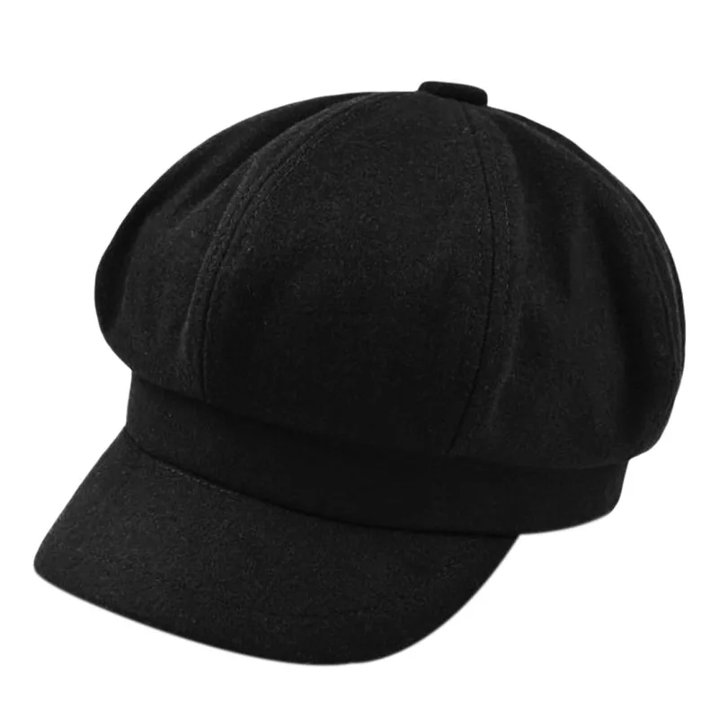 black Новая брендовая дизайнерская женская модная шапка, осенне-зимняя шапка, женские шапки высокого качества, шерстяные солнцезащитные козырьки Gorros - Цвет: black