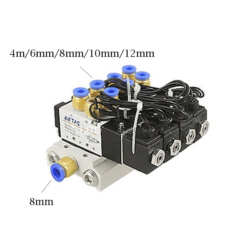DC 12V 24V 4 Пневматический электромагнитный клапан 4V110 06 глушитель 4mm 6mm 8mm 10mm 12mm