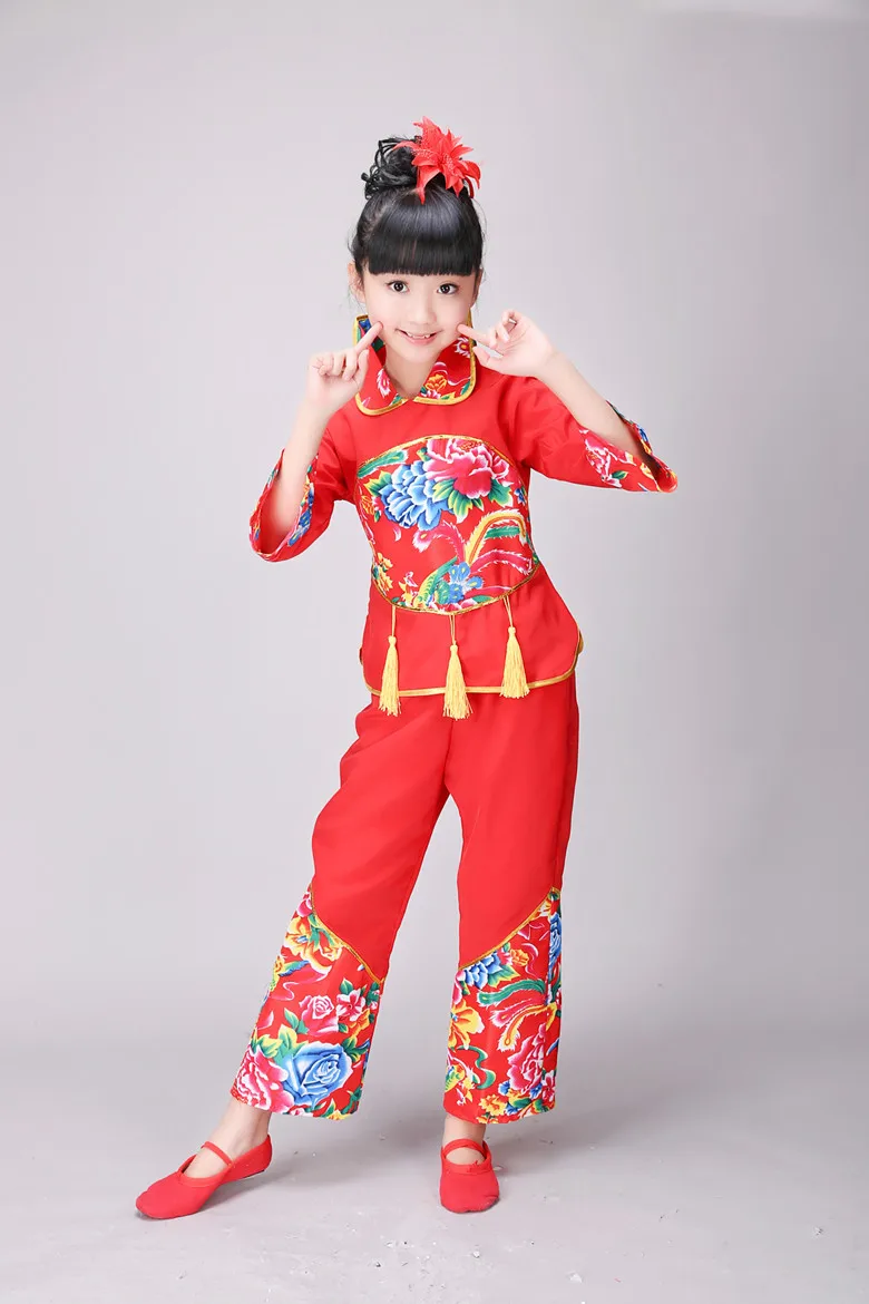 Новинка 2017 Детская танцевальная одежда китайские народные танцевальные костюмы