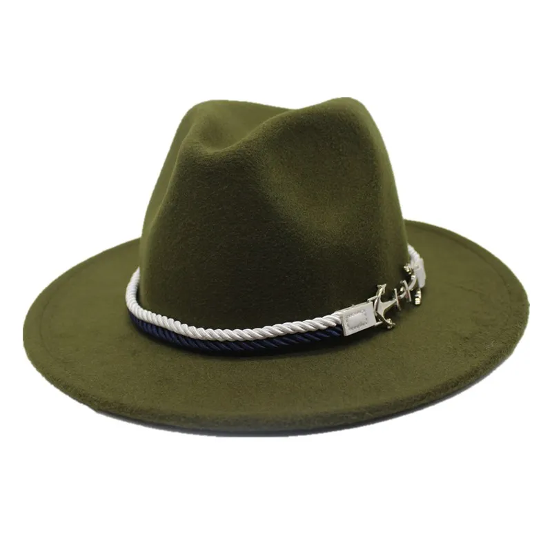 Army Green Seioum Весенняя фетровая шляпа с широкими полями для мужчин и женщин, винтажные джазовые шляпы, модные шляпы со звездами, шерстяная фетровая шляпа унисекс, красная фетровая шляпа-котелок - Цвет: Army Green