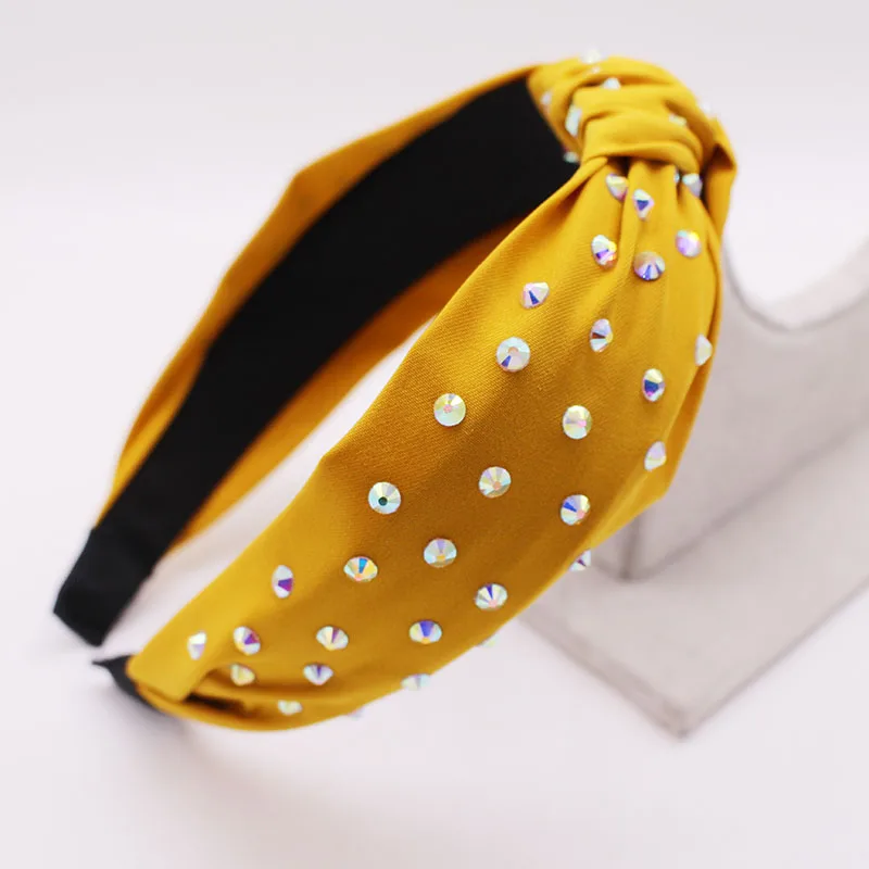 Богемный AB покрытие Rehinestone хлопок завязанная повязка на волосы узел повязка аксессуары для волос ювелирные изделия для волос