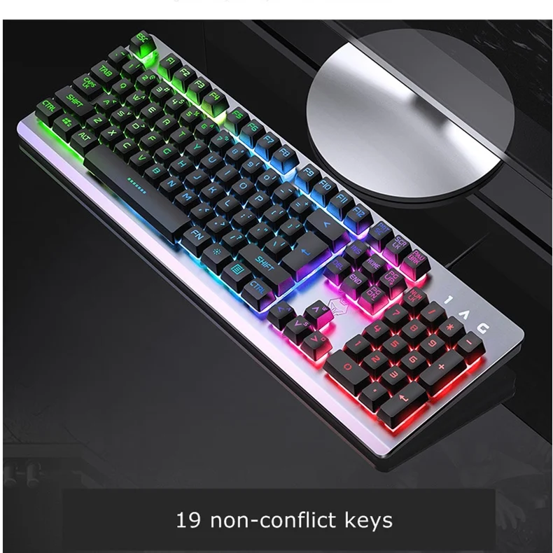 hxsj Langtu V1 USB Проводная Регулируемая Мультимедийная Игровая клавиатура с подсветкой матовая металлическая панель подвесной брелок