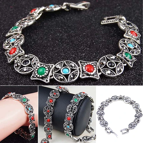 Женский Браслет манжета в стиле бохо ретро круглая монета ромбовидная форма