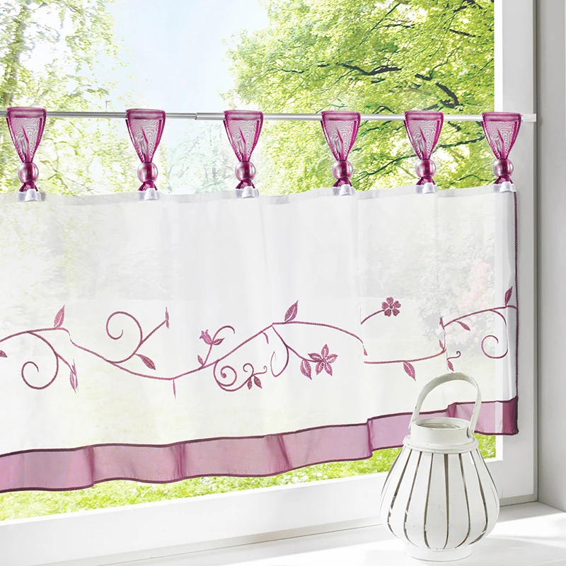 Короткие Занавески для кухни гостиной вышитые прозрачные оконные шторы