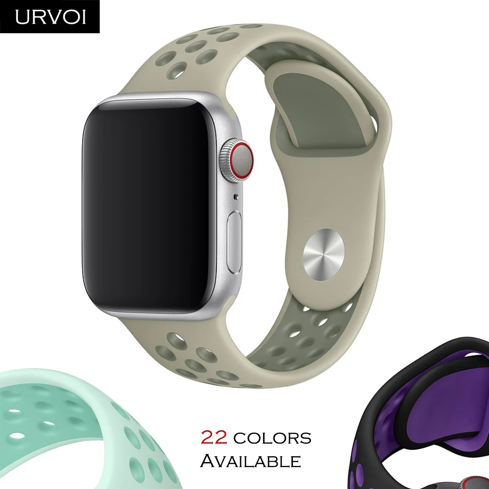 Спортивный ремешок URVOI для Apple Watch Nike + Серия 54 321 силиконовый iwatch дышащая Весна 2019