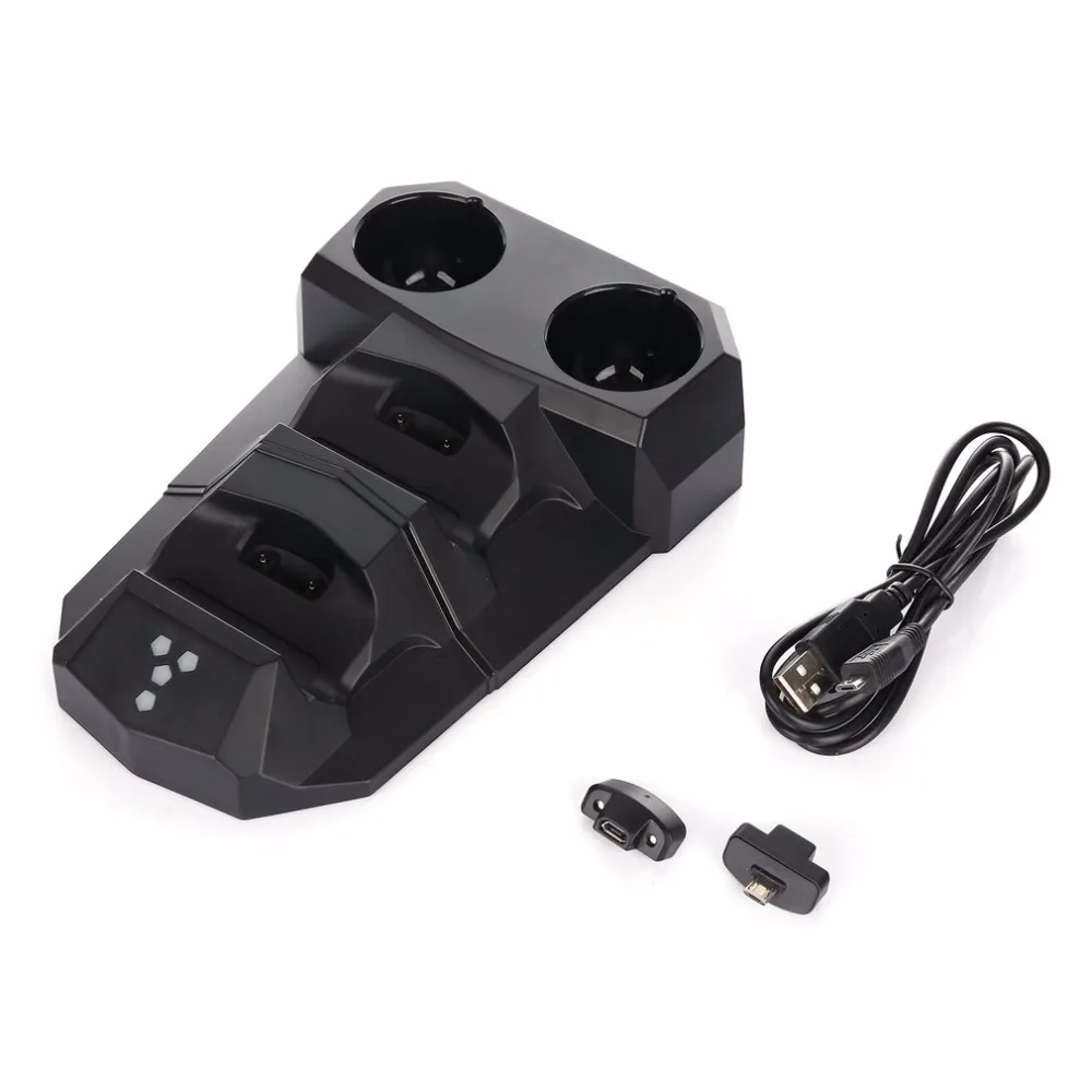 4-в-1 USB зарядная док-станция со светодиодной подсветкой двойная для Playstation PS3 PS4 VR
