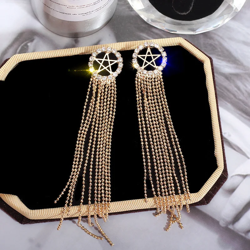 Новые модные изысканные универсальные полые серьги в виде кисточек из звезд 90362 |