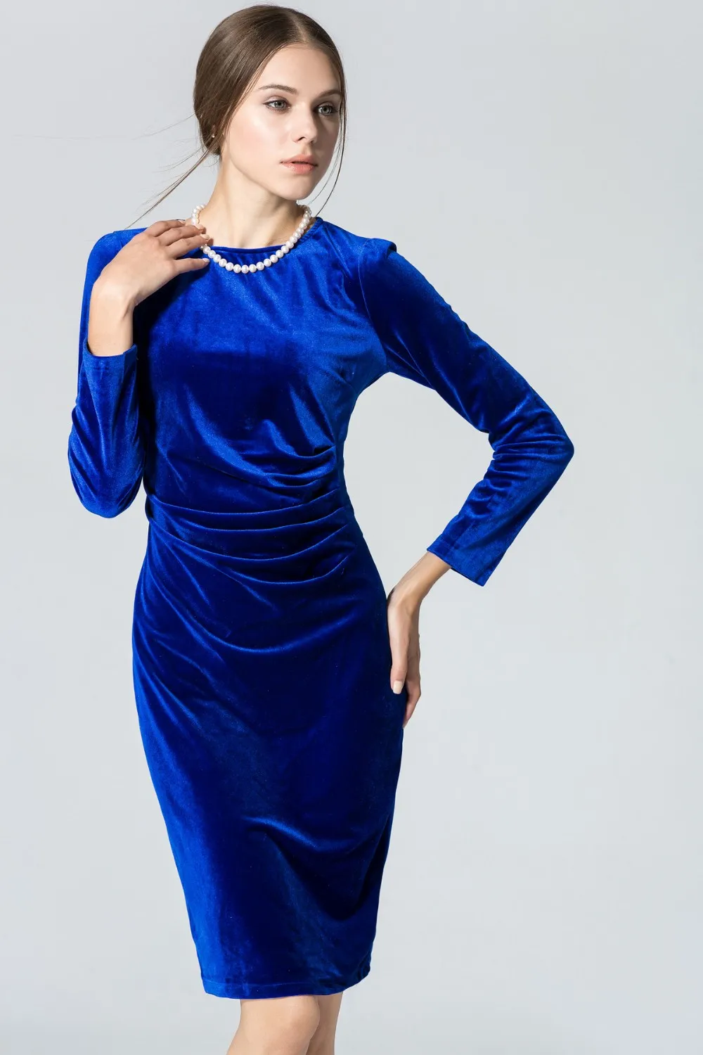 Высококачественные роскошные модные женские удобные платья синего цвета
